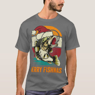 Merry Fishmas Ugly Sweater Fisherman Vist Rod C T-shirt