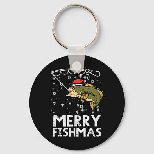 Merry Fishmas Vissen Vist Kerstmis Mannen Sleutelhanger (Voorkant)