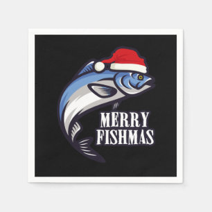 Merry Fishmas Vist kerstcadeau voor vissers Servet