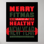 Merry Fitmas And Happy New Rear Fitness Funny Xmas Poster (Voorkant)