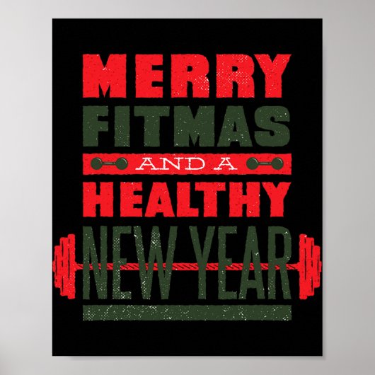 Merry Fitmas And Happy New Rear Fitness Funny Xmas Poster (Voorkant)