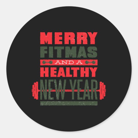 Merry Fitmas And Happy New Rear Fitness Funny Xmas Ronde Sticker (Voorkant)