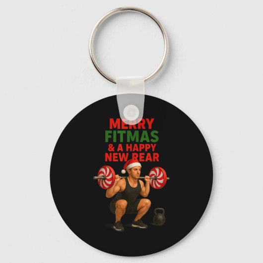Merry Fitmas Christmas & A Happy New Rear Year Sleutelhanger (Voorkant)