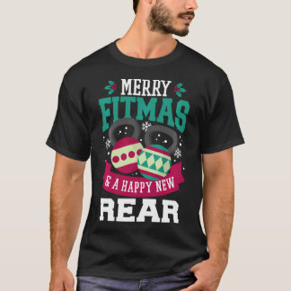 Merry Fitmas Een vrolijke nieuwe achter Gym Fitnes T-shirt