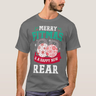 Merry Fitmas en een gelukkige nieuwe, grappige pas T-shirt
