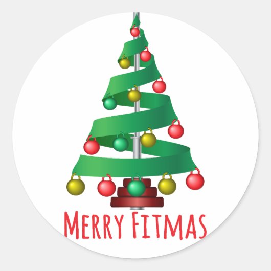 Merry Fitmas Ronde Sticker (Voorkant)