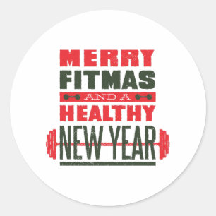 Merry fitmas ronde sticker