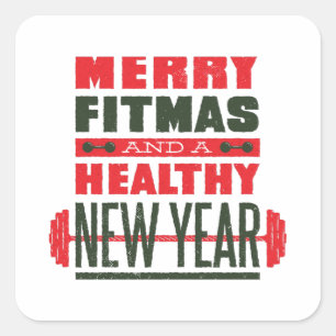 Merry fitmas vierkante sticker