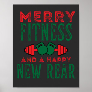 Merry Fitness And A Happy New Rear Fun Workout Poster