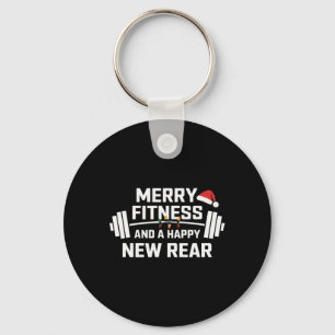 Merry Fitness en Happy New achter Funny Gym Lover Sleutelhanger