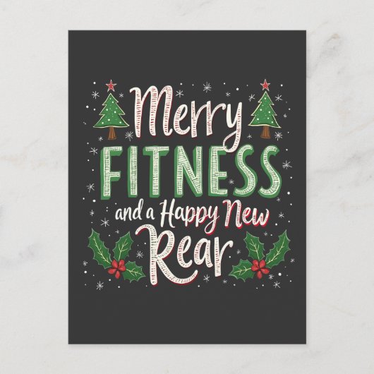 Merry Fitness en Happy New Achterkant Bodybuilding Briefkaart (Voorkant)
