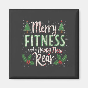 Merry Fitness en Happy New Achterkant Bodybuilding Magneet