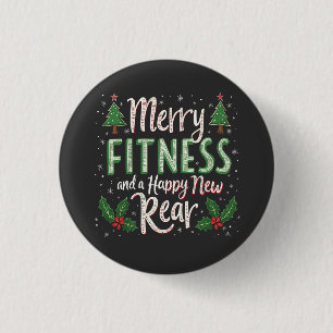 Merry Fitness en Happy New Achterkant Bodybuilding Ronde Button 3,2 Cm