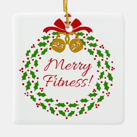 Merry Fitness - Gepersonaliseerd vierkant Ornament (Voorkant)