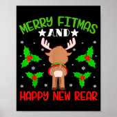 Merry Fitness Happy New Rear Workout Christmas Poster (Voorkant)
