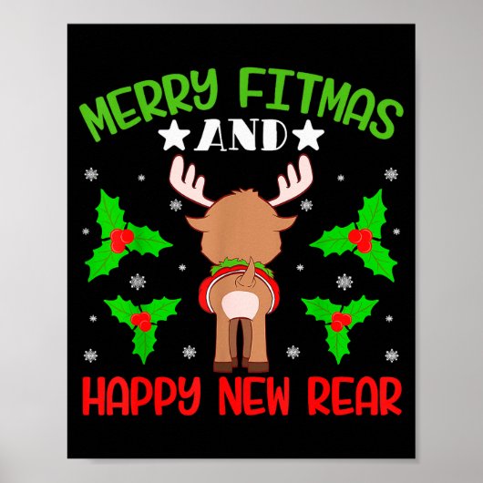 Merry Fitness Happy New Rear Workout Christmas Poster (Voorkant)