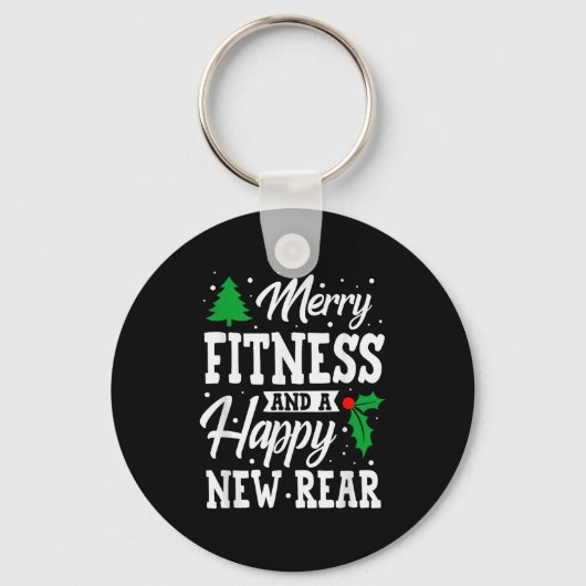 Merry Fitness Happy New Rear Workout Christmas Sleutelhanger (Voorkant)