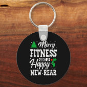 Merry Fitness Happy New Rear Workout Christmas Sleutelhanger (Voorkant)