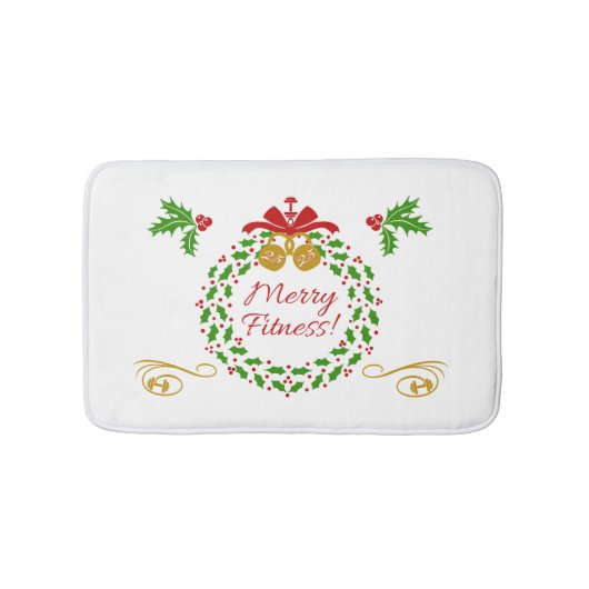 Merry Fitness Kerstmis met grote bath Mat (Voorkant)