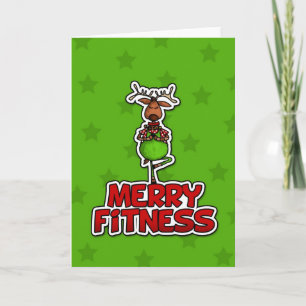 Merry Fitness - Yoga - Reindeer in Boom Posture Feestdagen Kaart