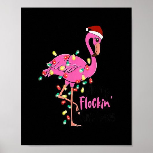Merry Flamingo Pink in Santa Ha Poster (Voorkant)
