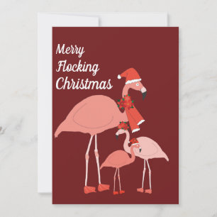Merry Flocking Christmas Funny Flamingo Pet Sjaal Feestdagenkaart