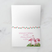 Merry Flocking Kerstroze Flamingo Feestdagen Kaart (Binnen)