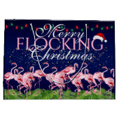 Merry Flocking Kerstroze Flamingo Groot Cadeauzakje (Achterkant)