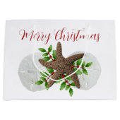 Merry Florida KerstStarfish Sand Dollars Groot Cadeauzakje (Voorkant)