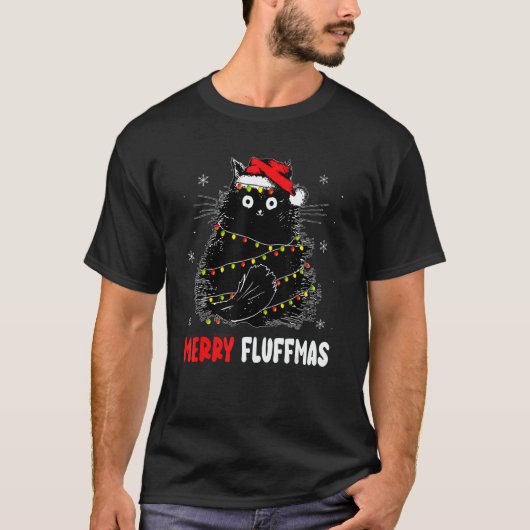 Merry Fluffmas Catmas Cute Grumpy Cats Meowy Kitty T-shirt (Voorkant)