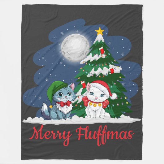 Merry Fluffmas Schattigee Kattenkerst Fleece Deken (Voorkant)