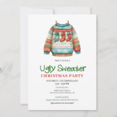 Merry Funny Ugly Sweater Christmas Party Card Kaart (Voorkant)