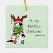 Merry Fuzzing Kerstmis Keramisch Ornament (Voorkant)