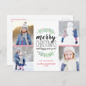 Merry Garland Holiday 4 Photo Collage Carte postal (Devant / Derrière)