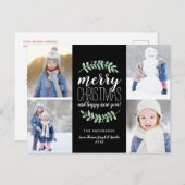 Merry Garland Holiday 4 Photo Collage Carte postal (Devant / Derrière)