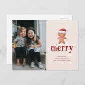 MERRY | Gingerbrood Man Feestdagenkaart (Voorkant / Achterkant)