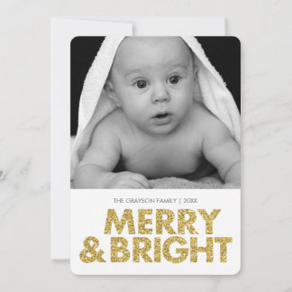 Merry glitter-look-fotokaart - afgeronde hoeken feestdagenkaart