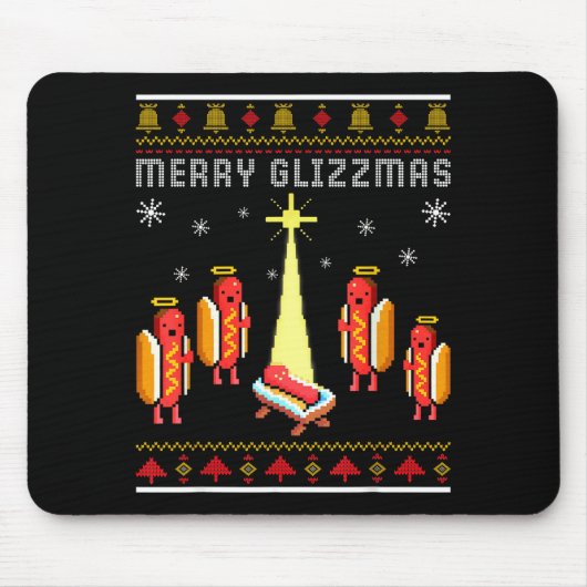 Merry Glizzmas Hot Dog Funny Ugly Christmas Sweate Muismat (Voorkant)