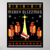 Merry Glizzmas Hot Dog Funny Ugly Christmas Sweate Poster (Voorkant)