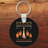 Merry Glizzmas Hot Dog Funny Ugly Christmas Sweate Sleutelhanger (Voorkant)