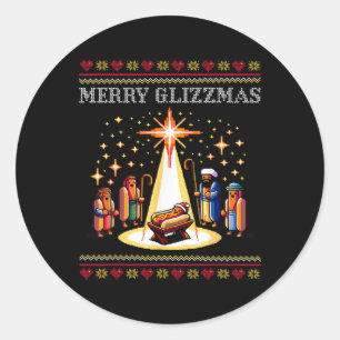 Merry Glizzmas Tacky Funny Merry Christmas Hot Dog Ronde Sticker
