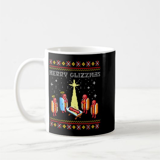 Merry Glizzmas Ugly Christmas Sweater Funny Hot Do Koffiemok (Links)