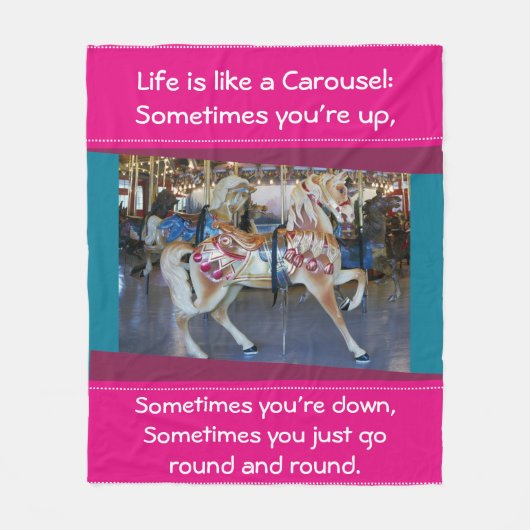 Merry Go Ronde Carrousel Paard Foto met Quote Fleece Deken (Voorkant)