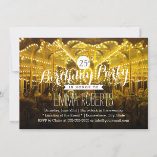 Merry Go Round 25th Birthday Party Kaart