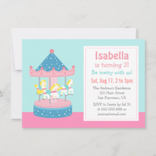 Merry Go Round, Carousel Birthday Party Invitation