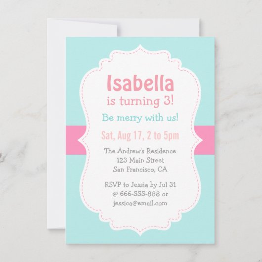 Merry Go Round, Carousel Birthday Party Invitation Kaart (Achterkant)