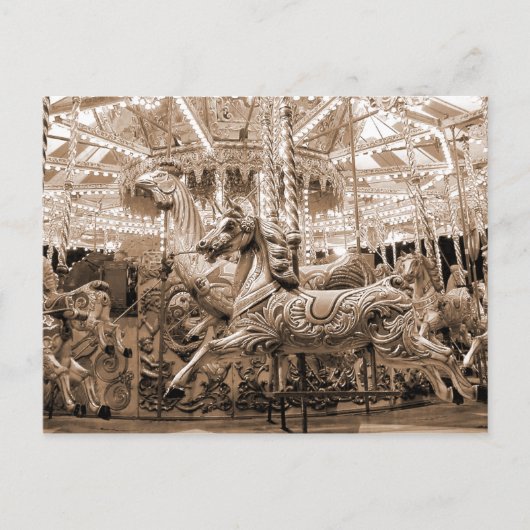 Merry-go-round / Carousel - Sepia Briefkaart (Voorkant)
