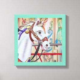 Merry-go-round geschilderd paard Canvas 16 in een Afdruk