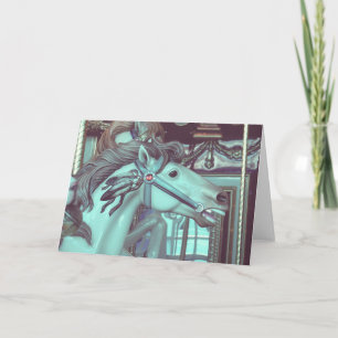 Merry-go-Round Horse Faux  fotografie Feestdagen Kaart