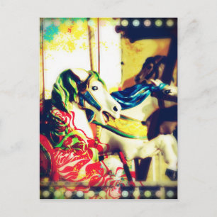 Merry-Go-Round Horses Summer Flashback Digital Art Feestdagenkaart